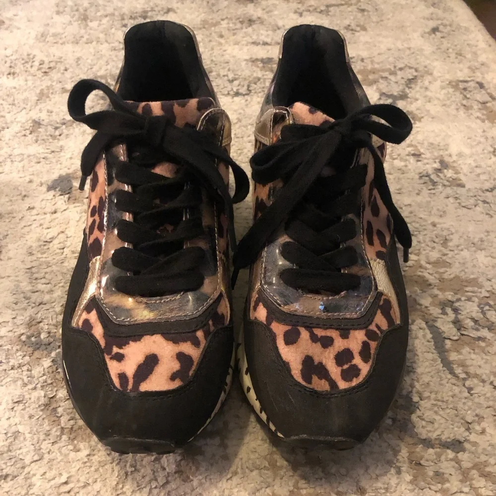 Steve Madden Bena Cheetah Print Wedge Sneakers - Picture 6 of 12